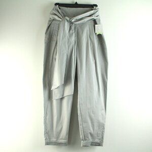 Anthropologie Cartonnier High Rise Pleated Grey Chino Belted Ankle Pants 8 NWT